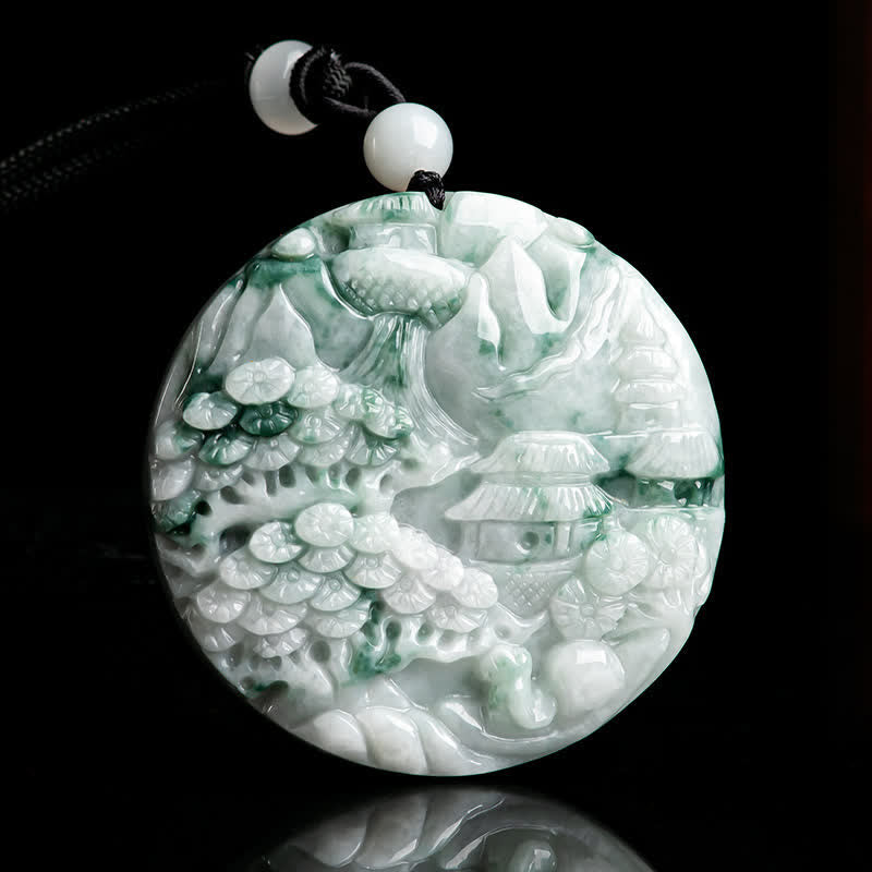 KarmaRipple's Mountain Landscape Jade Abundance String Pendant p1