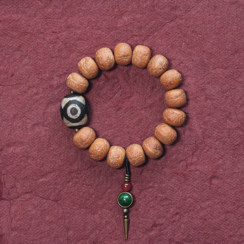 KarmaRipple's Tibet Bodhi Seed Dzi Bead Peace Talisman Wrist Mala Bracelet p1