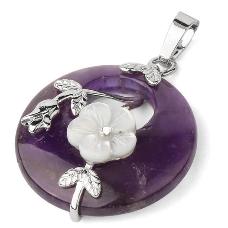 KarmaRipple's Various Gemstone Amethyst Green Aventurine Flower Balancing Pendant Necklace p1
