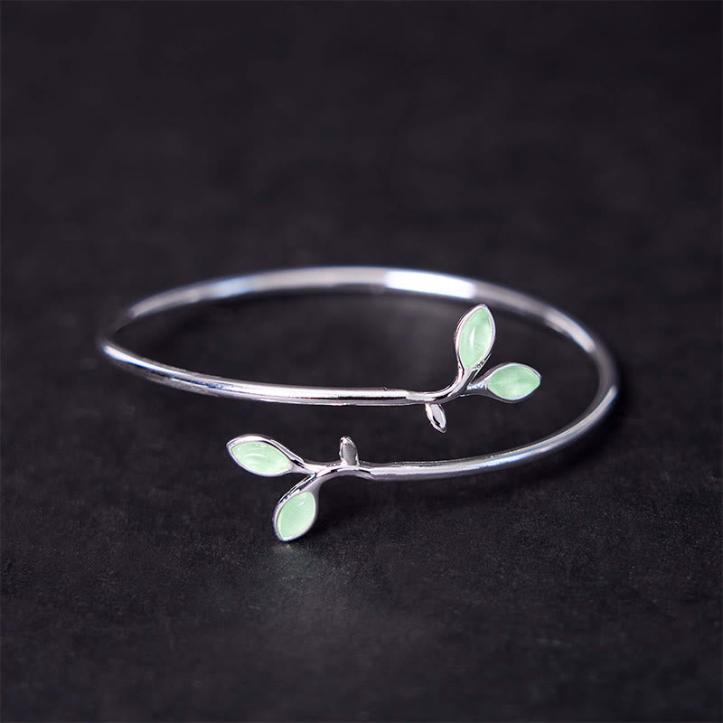 KarmaRipple's Leaf Pattern Cat Eye Support Cuff Bracelet Bangle p1
