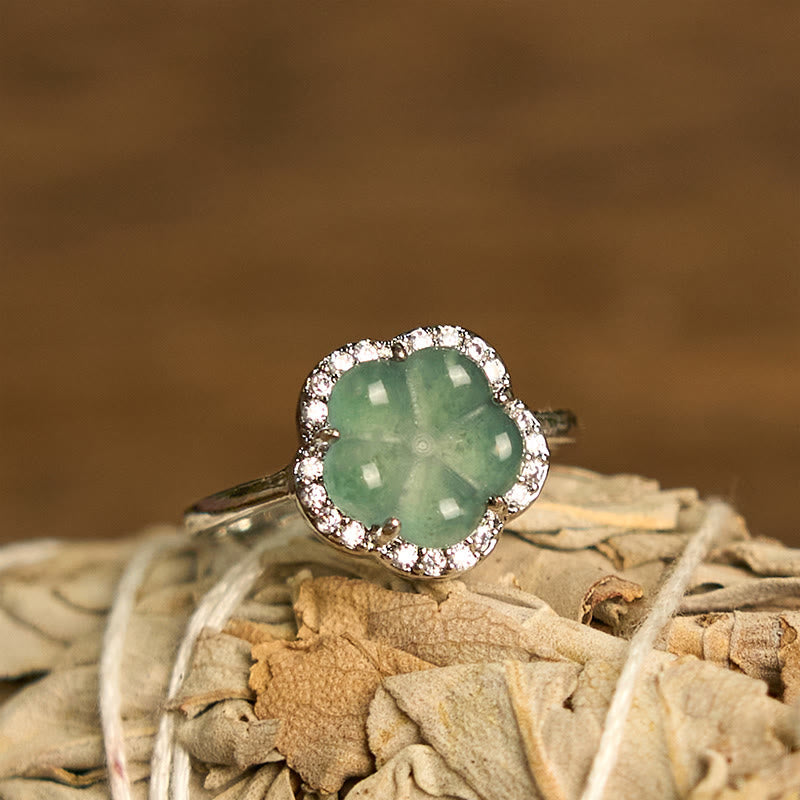 KarmaRipple's Jade Alloy Flower Ring p1