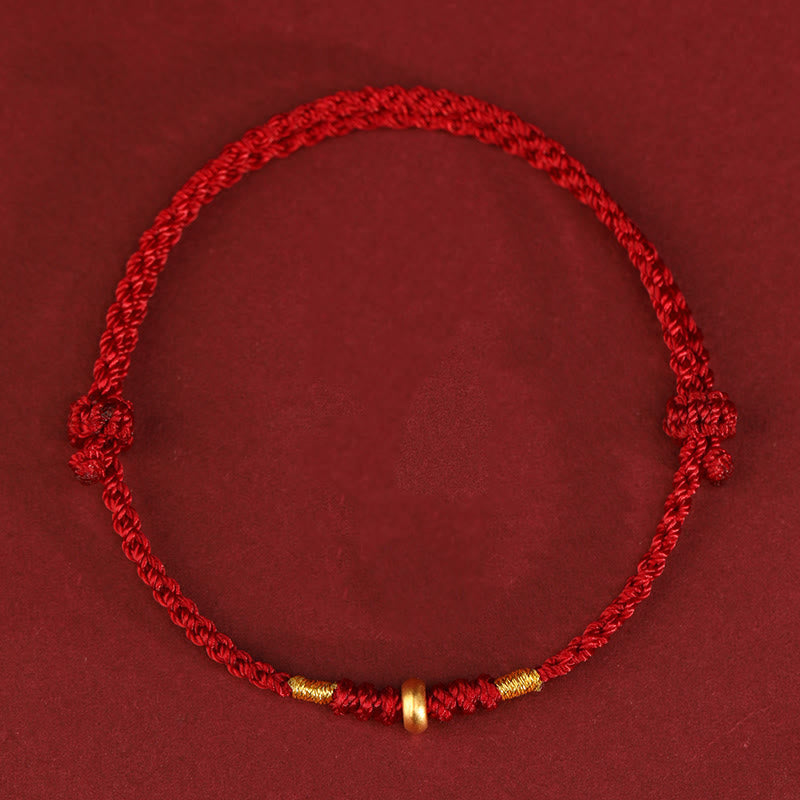 KarmaRipple's 999 Gold Small Fortunate Beadwork String Protection Fortune Woven Bracelet Anklet p1