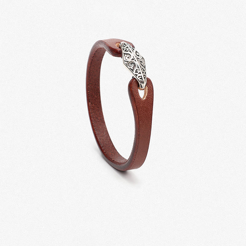 KarmaRipple's 925 Sterling Silver Leather Multi-turn Protection Bracelet p1