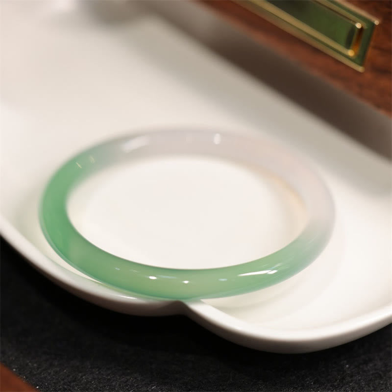 KarmaRipple's Authentic Ivory And Green Chalcedony Agate Positive Cuff Bracelet Bangle p1