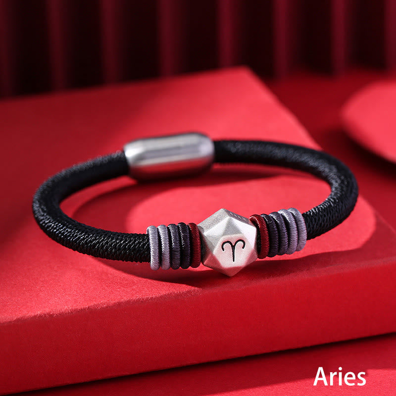 KarmaRipple's 999 Sterling Silver 12 Constellations of the Zodiac Blessing Handmade String Bracelet p1