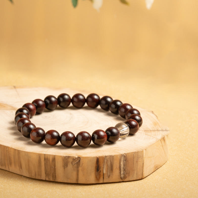 KarmaRipple's Small Leaf Red Sandalwood Ivory Gemstone Protection Bracelet p1