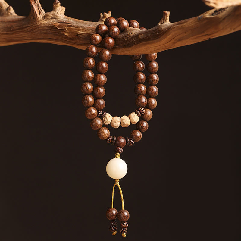 KarmaRipple's Sandalwood Small Leaf Red Sandalwood Bodhi Seed Purification Double Wrap Bracelet p1