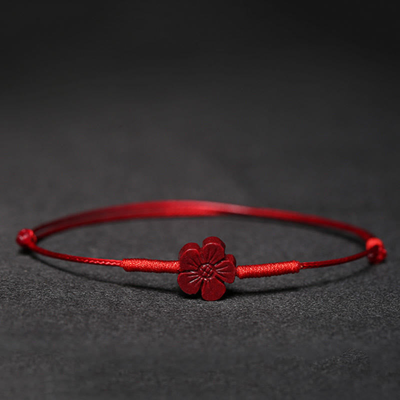 KarmaRipple's Handmade Plum Blossom Four Leaf Clover PiXiu Lotus Koi Fish Cinnabar Blessing Braid Bracelet p1