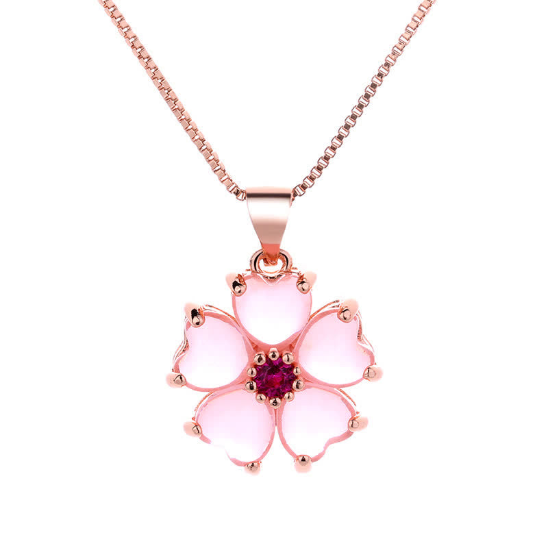 KarmaRipple's Pink Gemstone Love Heart Flower Soothing Pendant Necklace p5