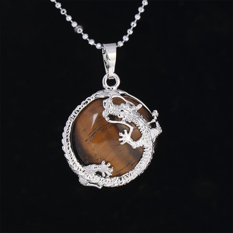 KarmaRipple's Chinese Dragon Authentic Quartz Gemstone Balancing Energy Pendant Necklace p45