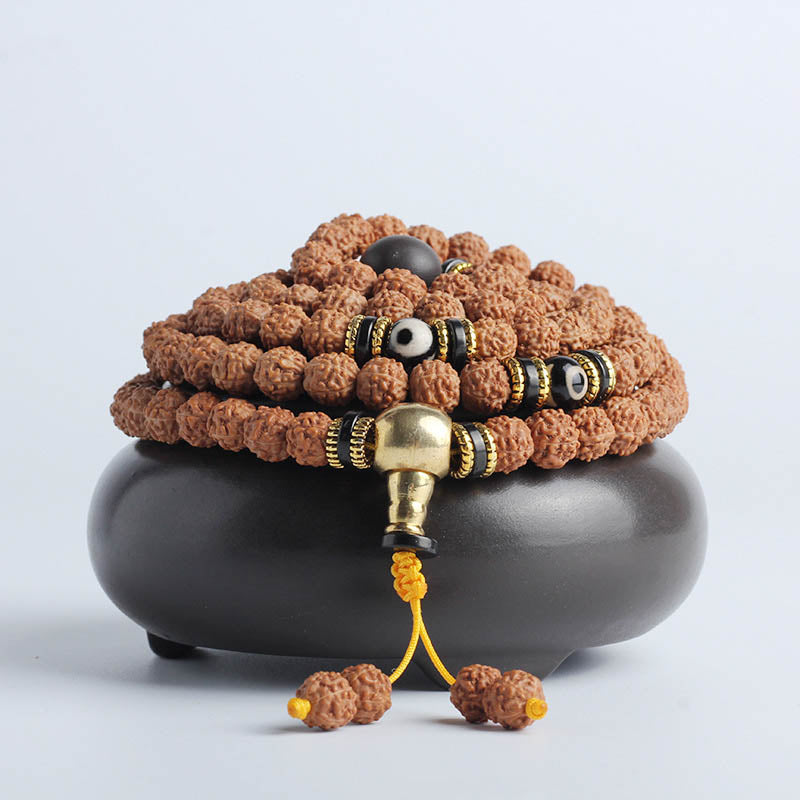 KarmaRipple's 108 Mala Beadwork Rudraksha Bodhi Seed Dzi Bead Fortune Wealth Bracelet p14
