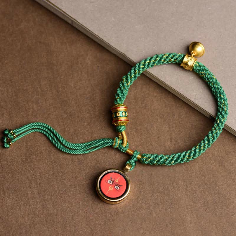 KarmaRipple's Tibetan Five God Of Wealth Thangka Fortune Prayer Wheel Bell Braid String Bracelet p15