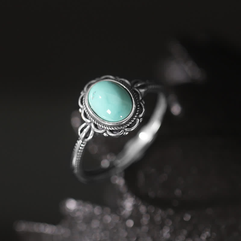 KarmaRipple's 925 Sterling Silver Tibetan Turquoise Red Agate Protection Ring p1