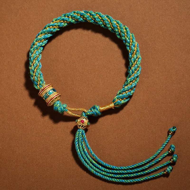 KarmaRipple's Tibetan Handmade Fortune Thangka Prayer Wheel Talisman Weave String Bracelet p26
