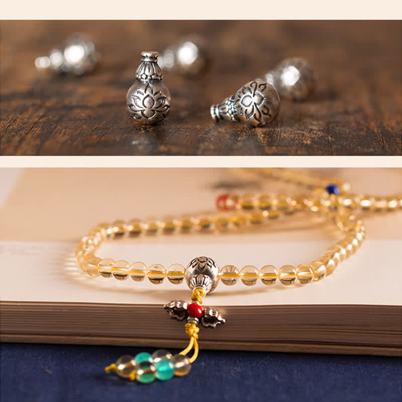 KarmaRipple's 925 Sterling Silver 108 Mala Beadwork Authentic Citrine Red Agate Amber Pleasure Talisman Bracelet p25