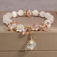 KarmaRipple's Cat's Eye Pink Gemstone Peace Talisman Bracelet