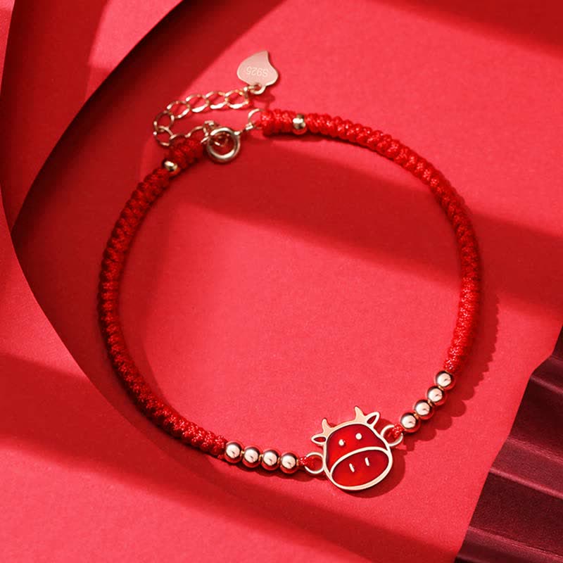 KarmaRipple's 925 Sterling Silver Chinese Zodiac Fortune Faith Discolor Red String Bracelet p29