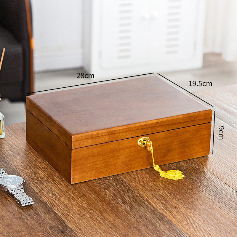 KarmaRipple's Vintage Wooden Jewelry Box Two-Layer Solid Wood Jewelry Storage Box p21
