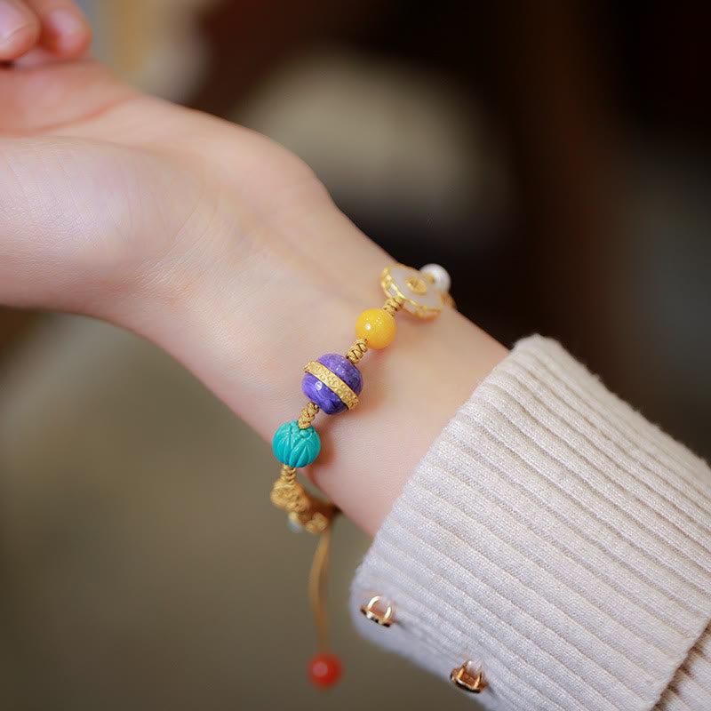 KarmaRipple's 925 Sterling Silver Authentic Hetian Jade Amber Red Agate Crystals Fortune Bracelet p10