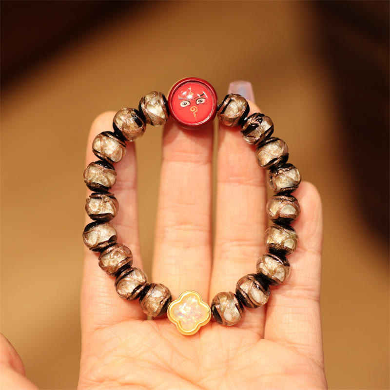 KarmaRipple's Tibetan Gold Swallowing Beast Family Five God Of Wealth Thangka Fortune Bead Bracelet p7