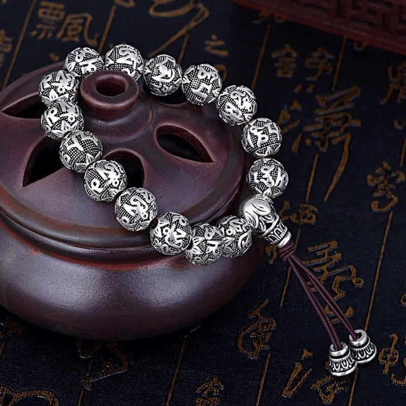 KarmaRipple's Tibetan Om Mani Padme Hum Carved Alloy Beadwork Amulet Bracelet p8