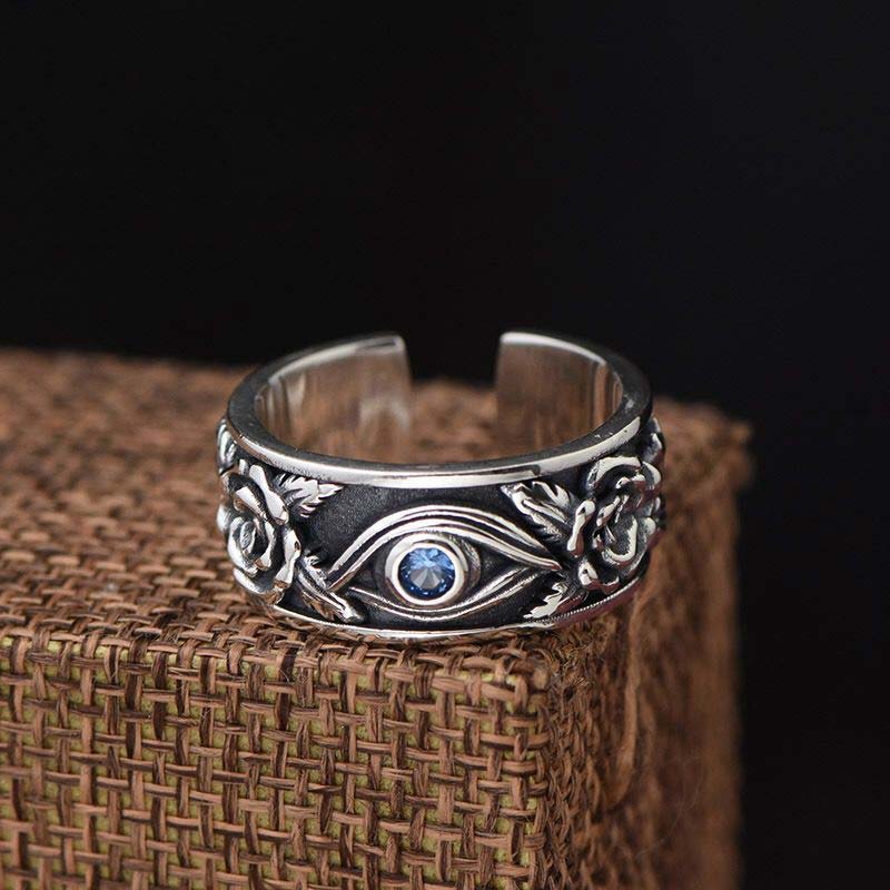 KarmaRipple's Eye Of Horus Gemstone Protection Adjustable Ring p4