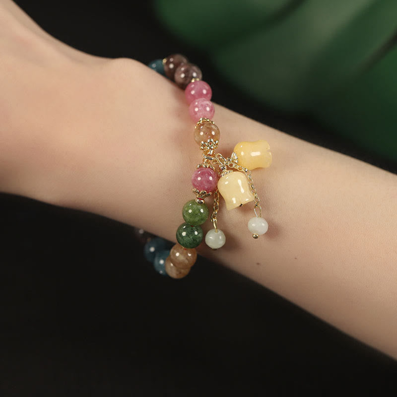 KarmaRipple's Authentic Colorful Tourmaline Flower Bead Love Bracelet p10