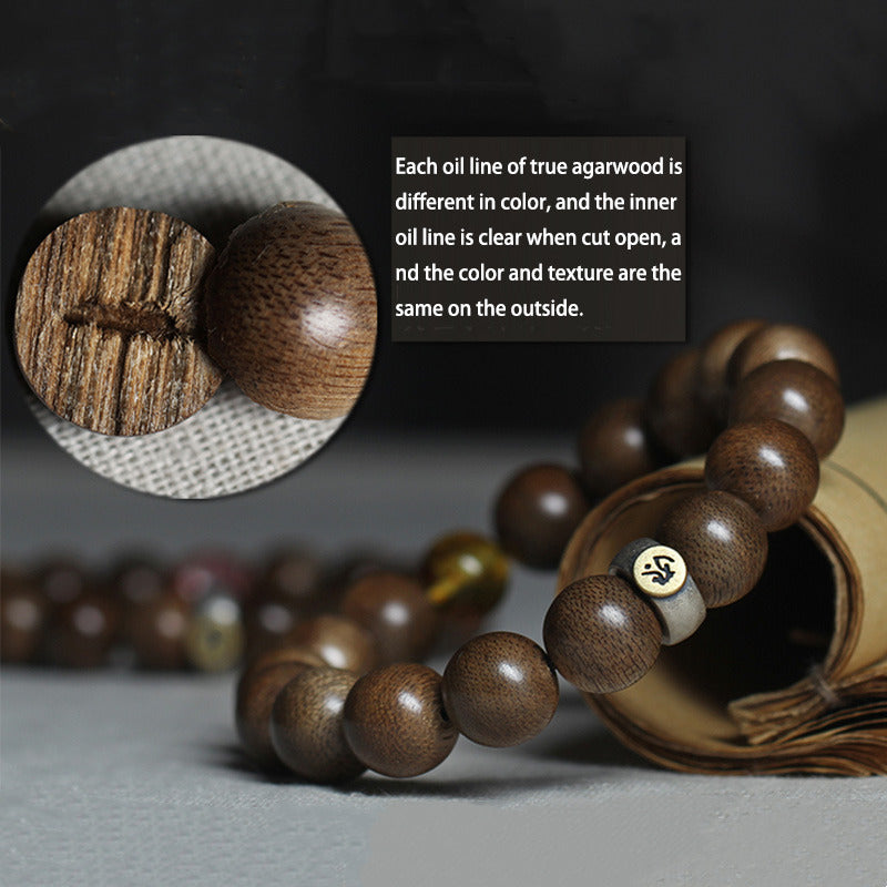 KarmaRipple's Chinese Zodiac Natal Buddha Kalimantan Agarwood Red Agate Amber 925 Sterling Silver Bracelet p7