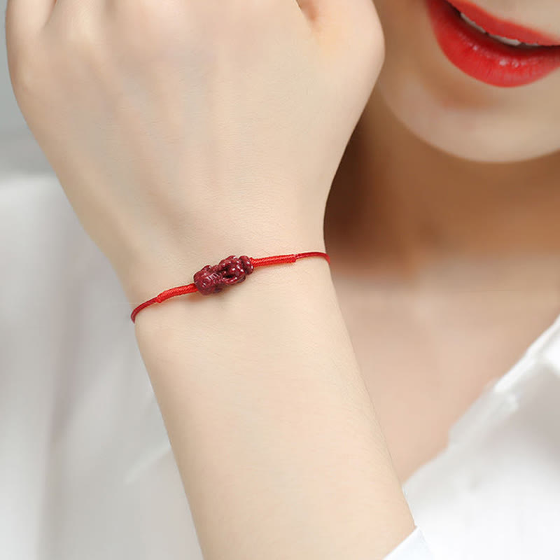 KarmaRipple's Handmade Plum Blossom Four Leaf Clover PiXiu Lotus Koi Fish Cinnabar Blessing Braid Bracelet p24