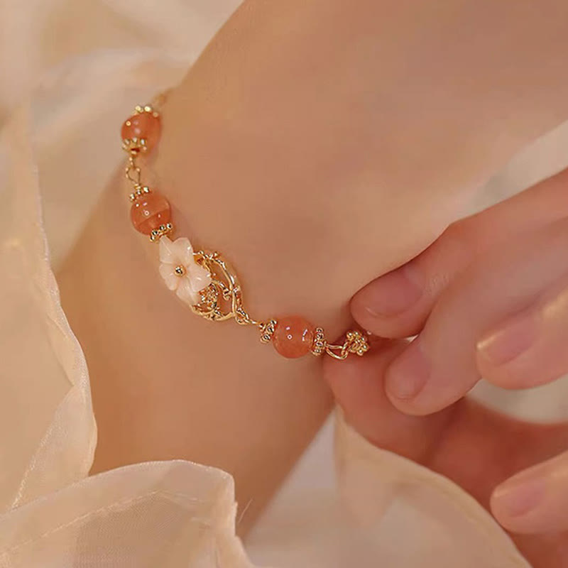 KarmaRipple's Red Agate Tridacna Stone Flower Confidence Bracelet p2