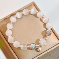 KarmaRipple's 925 Sterling Silver Cat Eye Moonstone Love Support Bracelet
