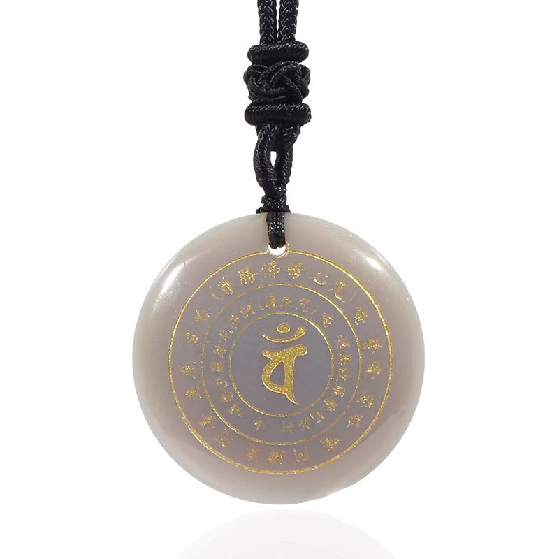 KarmaRipple's Vairocana Tathagata Sanskrit Mantra Various Gemstone Black Obsidian Green Aventurine Strength Pendant Necklace p33