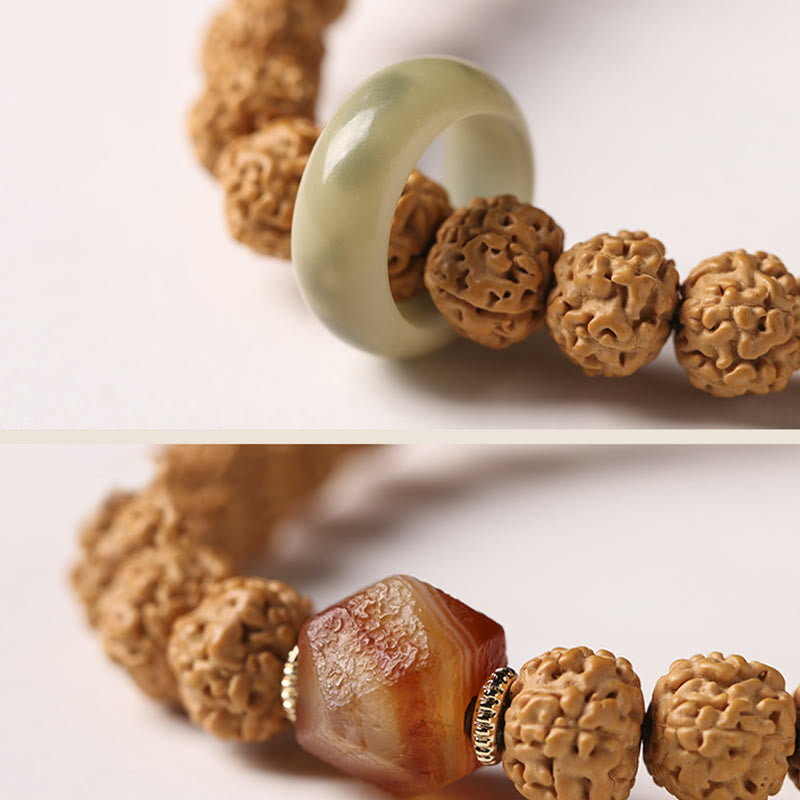 KarmaRipple's Bodhi Seed Three-eyed Dzi Bead Buddha Hand Talisman Wealth Bracelet p25