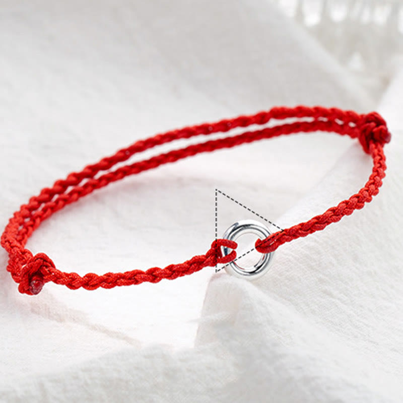 KarmaRipple's 925 Sterling Silver Peace Buckle Fortune String Braid Rope Anklet p6