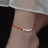 KarmaRipple's 925 Sterling Silver Beadwork Fortune Protection Braid Rope Anklet