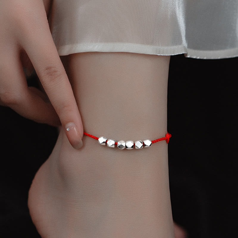 KarmaRipple's 925 Sterling Silver Beadwork Fortune Protection Braid Rope Anklet p6