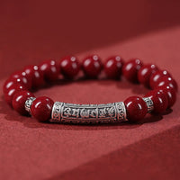 KarmaRipple's Cinnabar 999 Sterling Silver Six True Words Blessing Bracelet