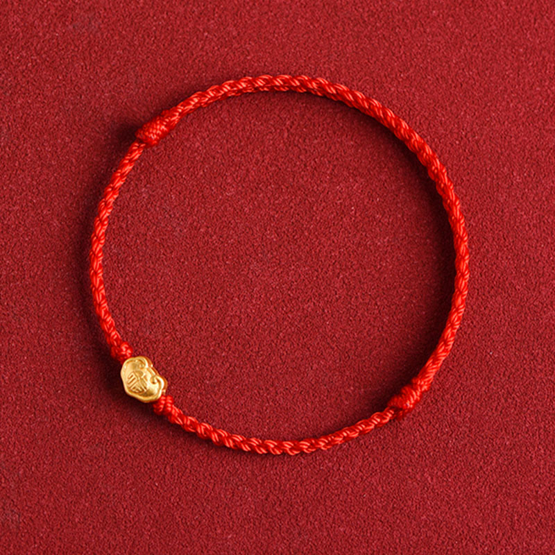 KarmaRipple's 999 Gold Chinese Lock Talisman Fu Character Protection Handmade Rope Bracelet p12