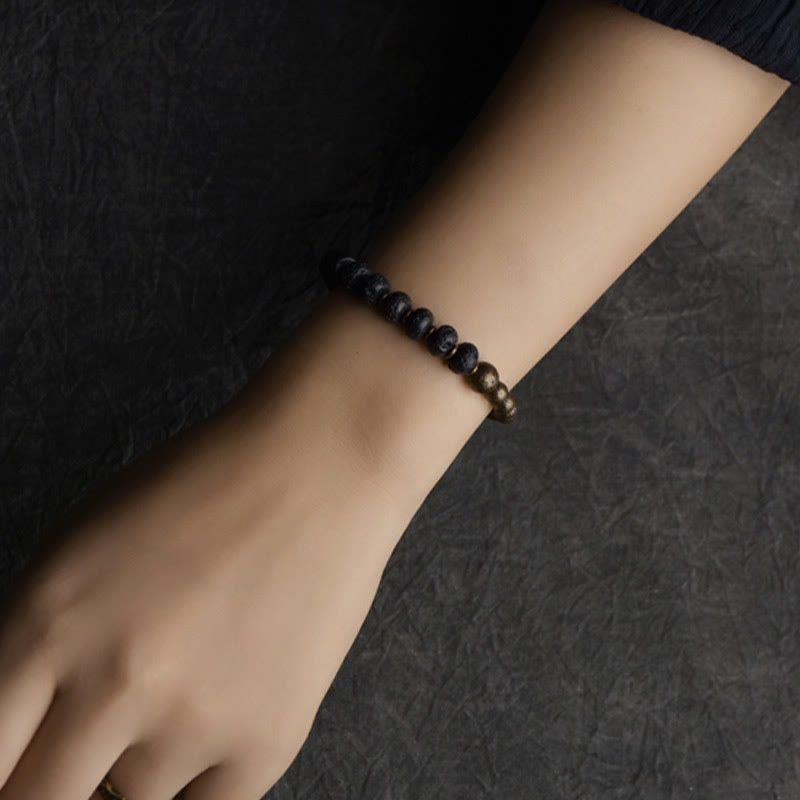 KarmaRipple's Lava Rock Beadwork Adsorb Negative Energy Bronze Bracelet p4