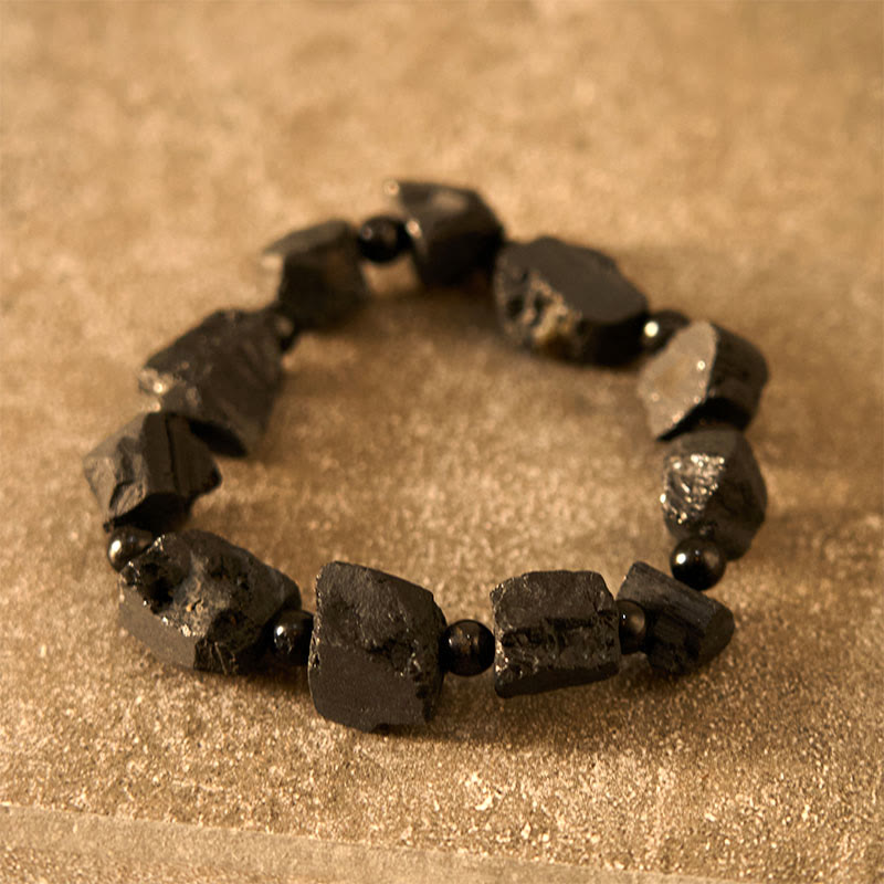 KarmaRipple's Black Tourmaline Irregular Stone'sitive Bracelet p4