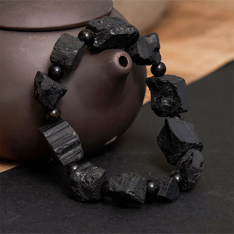 KarmaRipple's Black Tourmaline Irregular Stone'sitive Bracelet p2