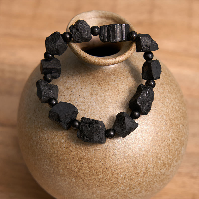 KarmaRipple's Black Tourmaline Irregular Stone'sitive Bracelet p3