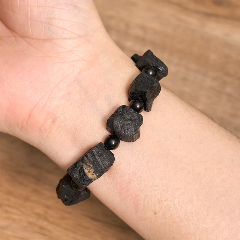 KarmaRipple's Black Tourmaline Irregular Stone'sitive Bracelet p5