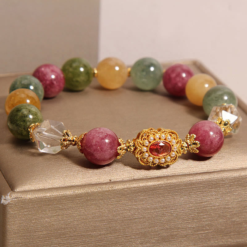KarmaRipple's Tourmaline Pearl Pink Gemstone White?Crystal Wisdom Bracelet p3