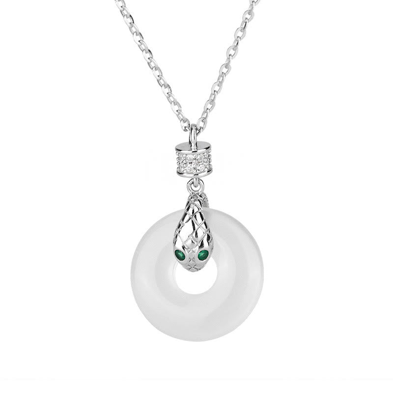KarmaRipple's 999 Sterling Silver Chalcedony Peace Buckle Year Of The Snake Balancing Pendant Necklace p5