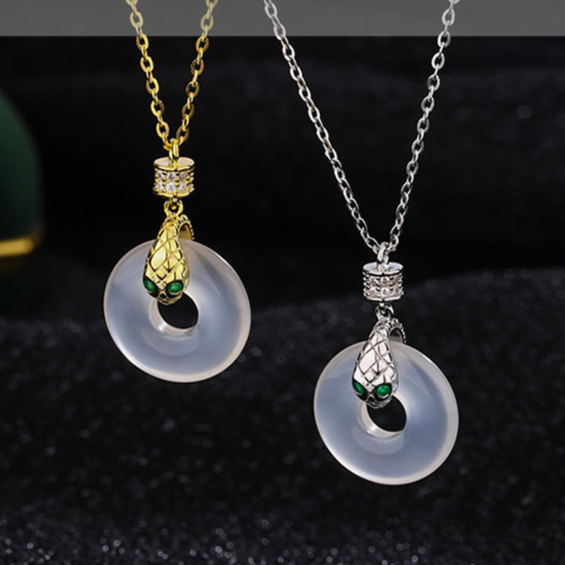 KarmaRipple's 999 Sterling Silver Chalcedony Peace Buckle Year Of The Snake Balancing Pendant Necklace p13