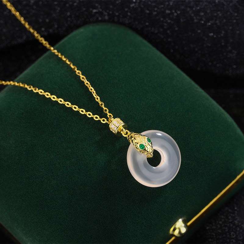 KarmaRipple's 999 Sterling Silver Chalcedony Peace Buckle Year Of The Snake Balancing Pendant Necklace p11