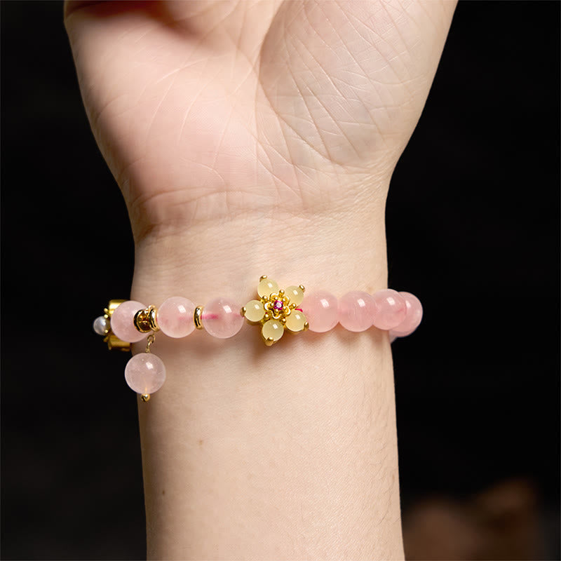 KarmaRipple's Pink Gemstone Citrine Flower Warmth Bracelet p7