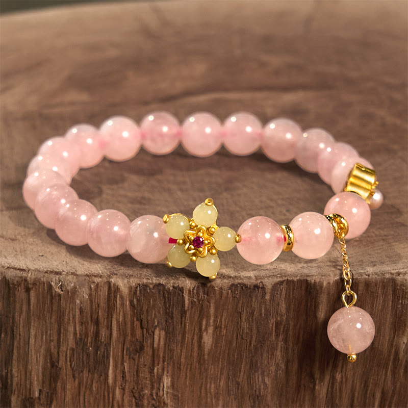 KarmaRipple's Pink Gemstone Citrine Flower Warmth Bracelet p2