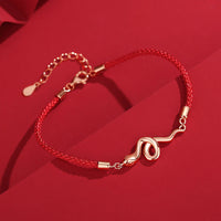 KarmaRipple's 925 Sterling Silver Year Of Snake Red String Protection Woven Bracelet